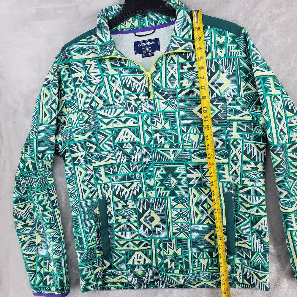 Chubbies Quilted Quarter Zip "The Zazzle" Green Jacket Mens Size Large Green - Picture 6 of 9